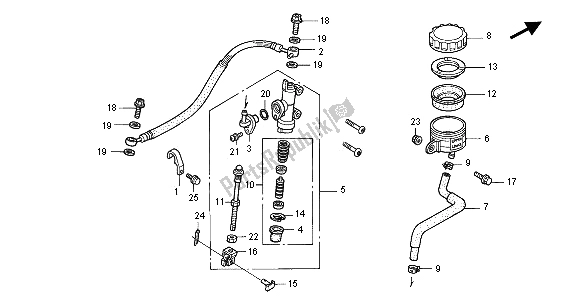 All parts for the Rear Brake Master Cylinder of the Honda CBR 600F 2001