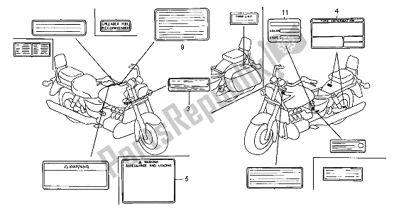 All parts for the Caution Label of the Honda GL 1500C 2000