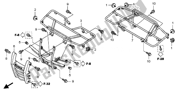 Tutte le parti per il Vettore del Honda TRX 420 FE Fourtrax Rancher 4X4 ES 2010