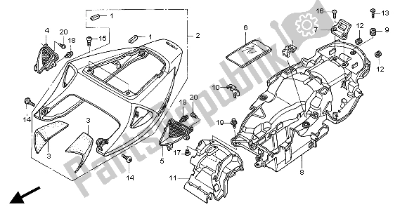 All parts for the Seat Cowl of the Honda CBR 1000 RR 2004