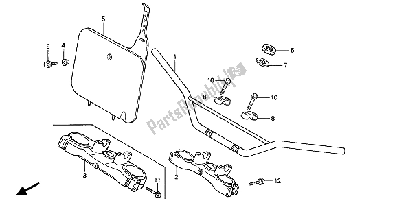 Tutte le parti per il Gestire Il Tubo E Il Ponte Superiore del Honda CR 125R 1991