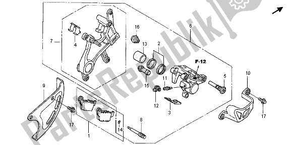 Wszystkie części do Zacisk Hamulca Tylnego Honda CRF 450X 2013