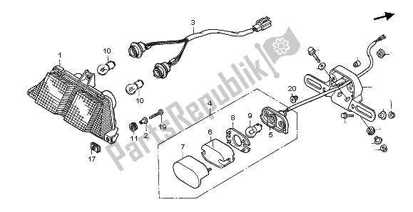 All parts for the Taillight of the Honda RVF 750R 1995