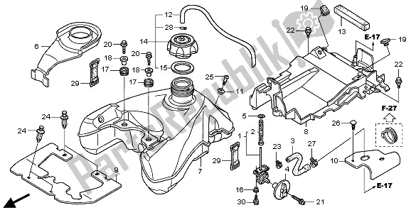 All parts for the Fuel Tank of the Honda TRX 400 EX Sportrax 2008