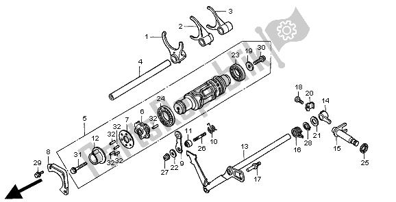 Alle onderdelen voor de Schakeltrommel & Schakelvork van de Honda GL 1500C 2000