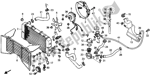 Alle onderdelen voor de Radiator van de Honda CBR 600F 1988