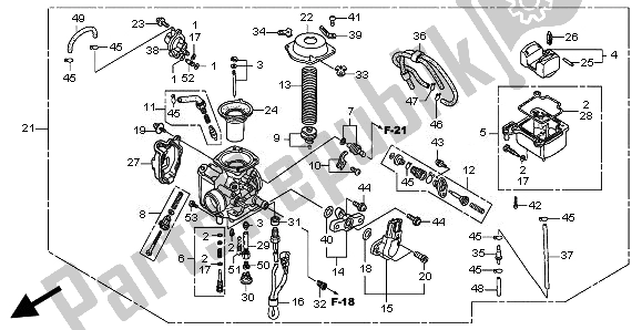 Alle onderdelen voor de Carburator van de Honda TRX 500 FE Foretrax Foreman ES 2010