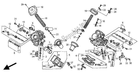 All parts for the Carburetor (component Parts) of the Honda NT 650V 2000