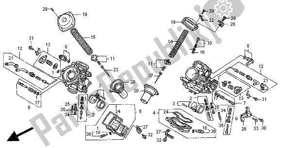 Tutte le parti per il Carburatore (parti Componenti) del Honda NT 650V 2000