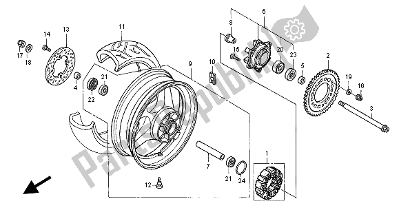 Tutte le parti per il Ruota Posteriore del Honda CBR 600F 2002