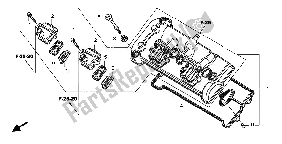 All parts for the Cylinder Head Cover of the Honda CBF 600 NA 2010
