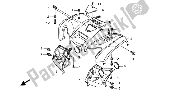 All parts for the Front Fender of the Honda TRX 420 FA Fourtrax Rancher AT 2010