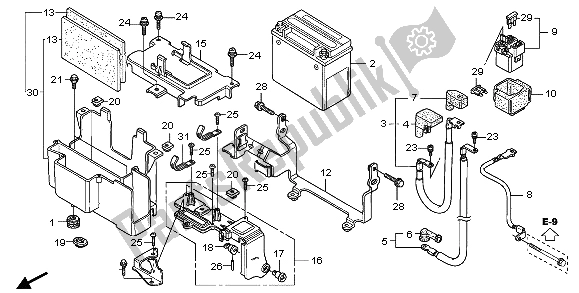 All parts for the Battery of the Honda VTX 1300S 2007