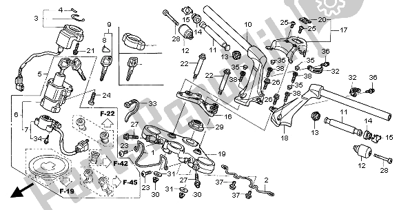 Alle onderdelen voor de Handvatpijp & Hoogste Brug van de Honda ST 1300A 2003