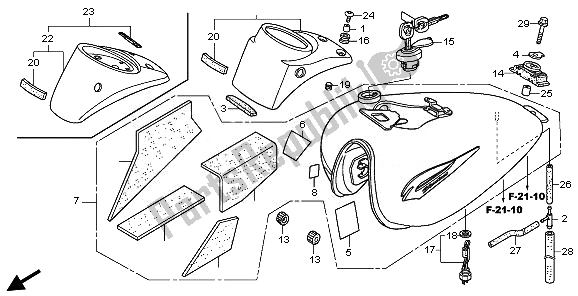 Alle onderdelen voor de Benzinetank van de Honda VT 750C2S 2011