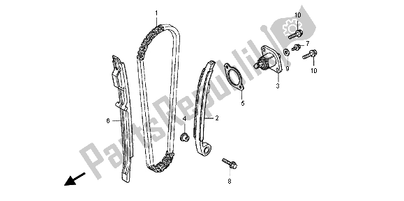 Alle onderdelen voor de Nokkenketting & Spanner van de Honda CRF 250R 2012