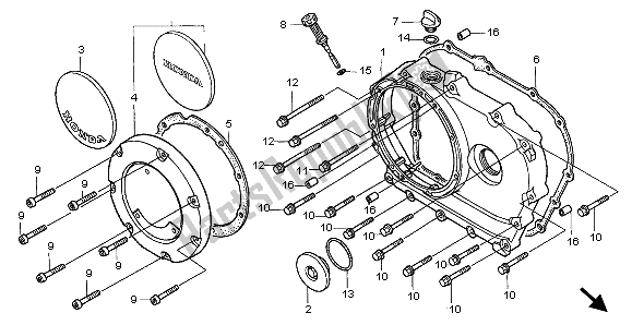 Todas las partes para Tapa Del Cárter Derecho de Honda VT 1100C3 1998