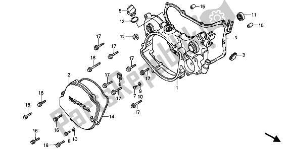 Todas las partes para Tapa Del Cárter Derecho de Honda CR 125R 1988