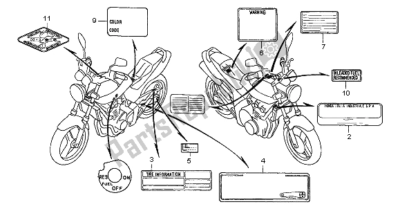 All parts for the Caution Label of the Honda CB 600F Hornet 2005