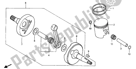All parts for the Crankshaft & Piston of the Honda CR 250R 1987