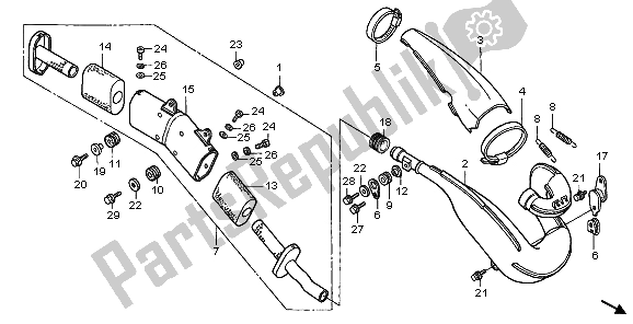 All parts for the Expansion Chamber of the Honda CR 500R 1998