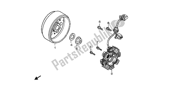 All parts for the Generator of the Honda ANF 125 2012