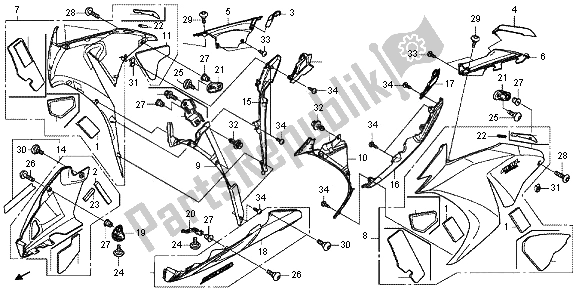 Wszystkie części do ? Rodkowa Maska Honda CBR 1000 RA 2012