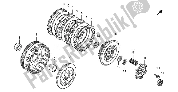 All parts for the Clutch of the Honda ANF 125 2010