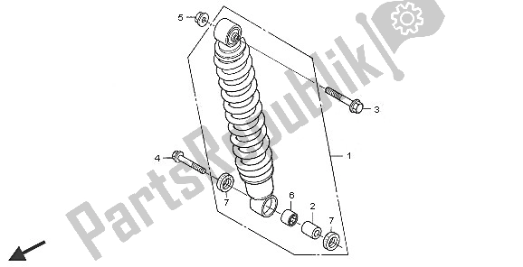 All parts for the Rear Cushion of the Honda TRX 350 FE Fourtrax 4X4 ES 2005