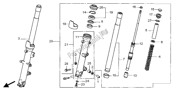 All parts for the Front Fork of the Honda ST 1300 2007