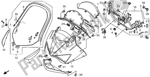 Tutte le parti per il Cappuccio Superiore del Honda XL 1000V 2009