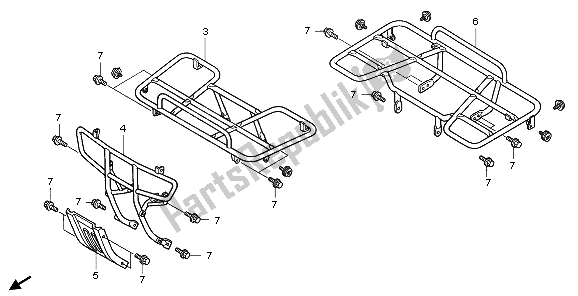 All parts for the Carrier of the Honda TRX 350 FE Fourtrax Rancher 4X4 ES 2003