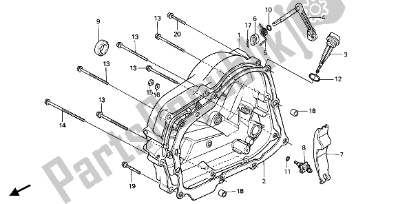 Todas las partes para Tapa Del Cárter Derecho de Honda XR 80R 1992