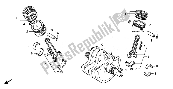 All parts for the Crankshaft & Piston of the Honda VT 750 SA 2010