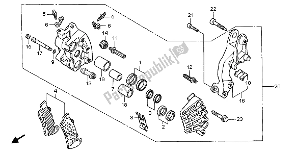 All parts for the R. Front Brake Caliper of the Honda ST 1100A 1999