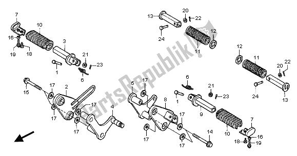 All parts for the Step of the Honda VT 750 DC 2001