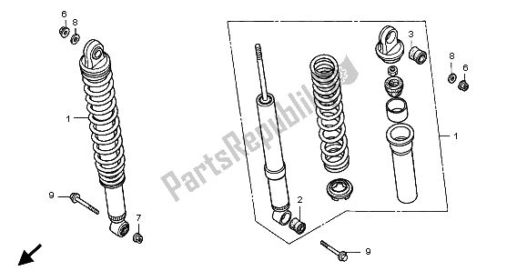 Tutte le parti per il Cuscino Posteriore del Honda TRX 450 ES Foreman 2001