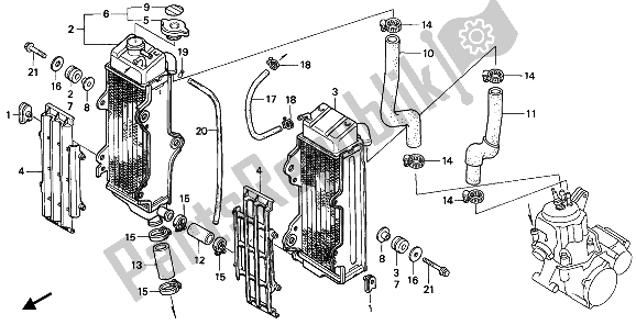 Todas las partes para Radiador de Honda CR 500R 1 1993