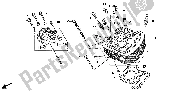 All parts for the Front Cylinder Head of the Honda VT 750 SA 2010