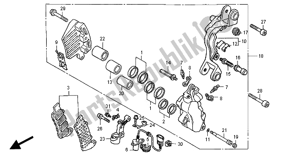 Todas las partes para L. Pinza De Freno Delantero de Honda ST 1100A 2000