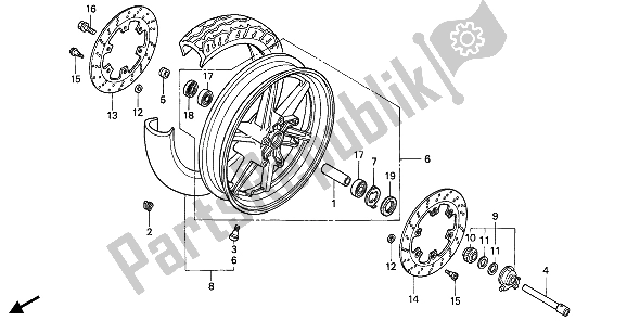 Todas las partes para Rueda Delantera de Honda CBR 600F 1993