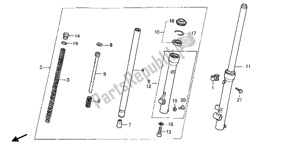 Todas las partes para Tenedor Frontal de Honda XR 80R 1987