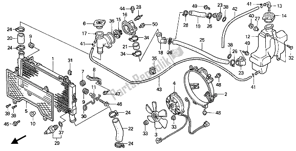 Alle onderdelen voor de Radiator van de Honda CBR 1000F 1989