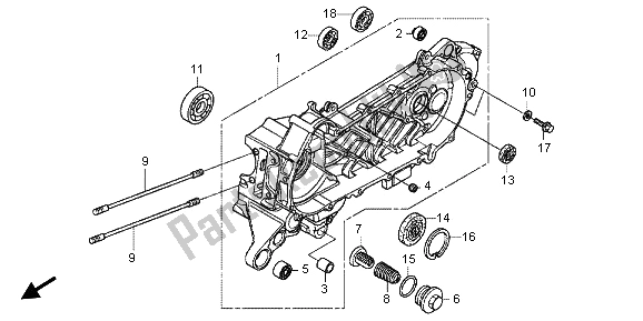 All parts for the Left Crankcase of the Honda NSC 502 WH 2013