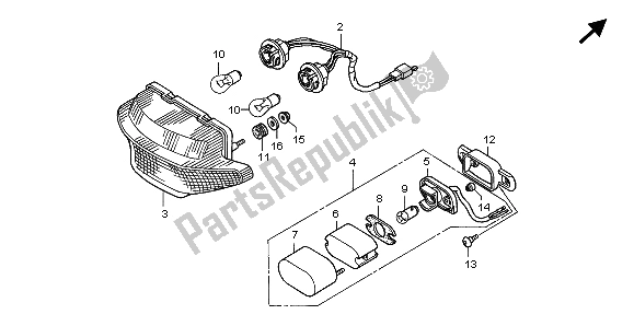 All parts for the Taillight of the Honda XL 1000V 1999