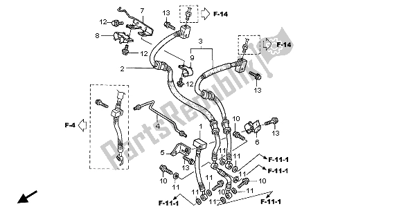 All parts for the Front Brake Hose of the Honda VFR 800 2003