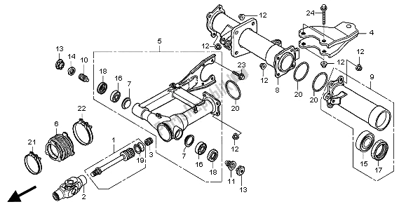 All parts for the Swingarm of the Honda TRX 500 FA Fourtrax Foreman Rubican 2009