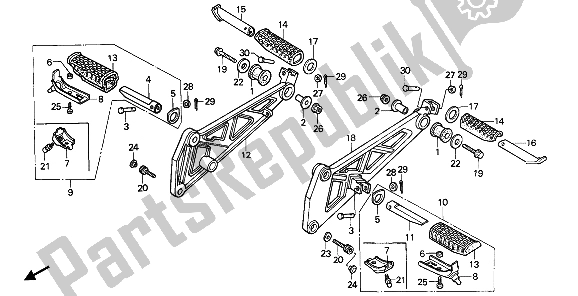 All parts for the Step of the Honda XBR 500S 1988