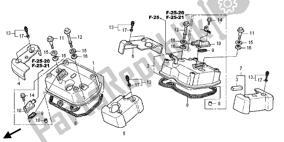 All parts for the Cylinder Head Cover of the Honda VT 750 CS 2012
