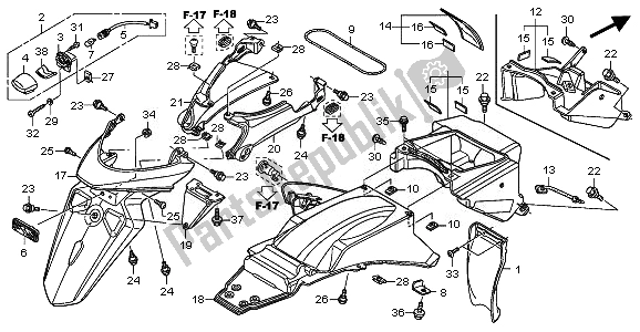 All parts for the Rear Fender of the Honda XL 700 VA Transalp 2010